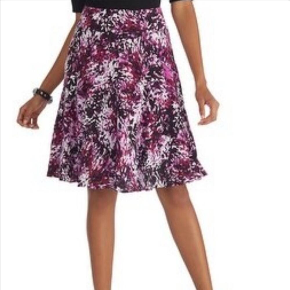 WHBM White House Black Market Abstract Knee-Length Purple A-Line Flare Skirt 00